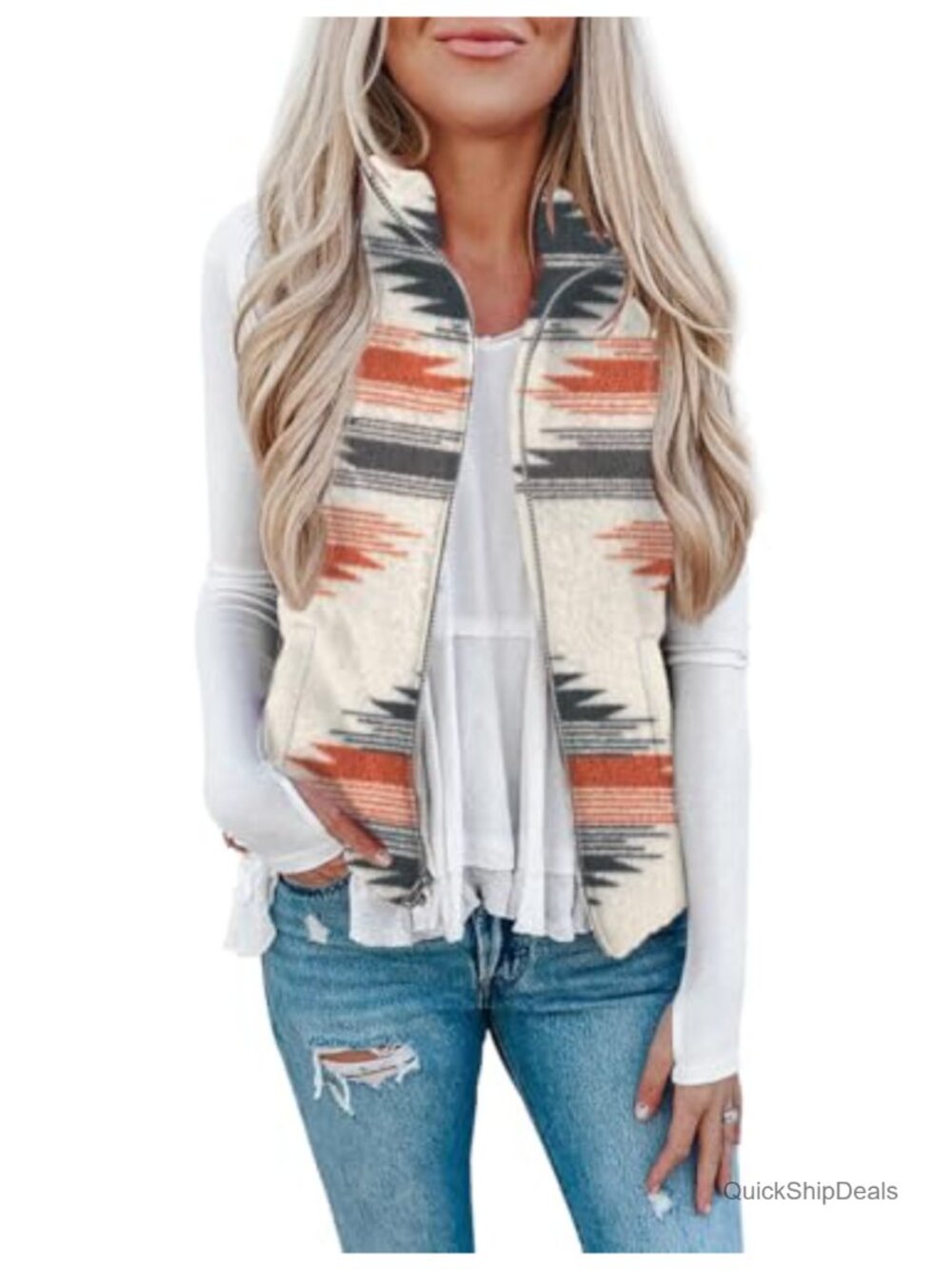 Women's Fuzzy Sherpa Fleece Vest Lightweight Sleeveless Zipper Cardigan Coat
